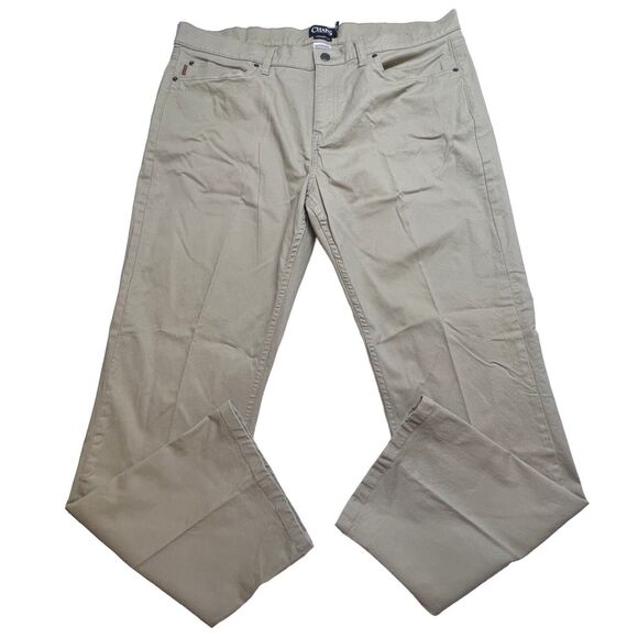 Chaps Pants Mens 40x32(31) Khaki Tan 5 Pocket Straight Fit Flat Front Cotton‎ - Picture 1 of 14